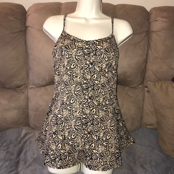 Black and Tan one piece swimwear with skirt cover - Picture 2 of 8